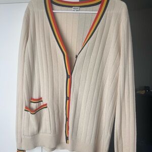 KULE Cream Cardigan with Rainbow Trim